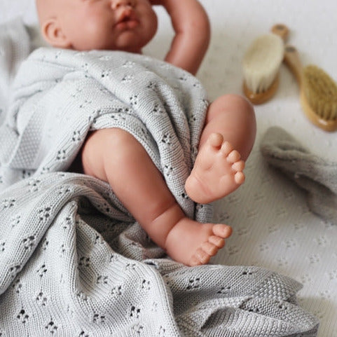 Bambusdecke grau gestrickt Cotton&amp; sweets Babyshower Geschenk - harmony ambiente