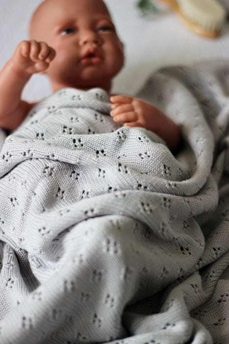 Bambusdecke grau gestrickt Cotton&amp; sweets Babyshower Geschenk - harmony ambiente