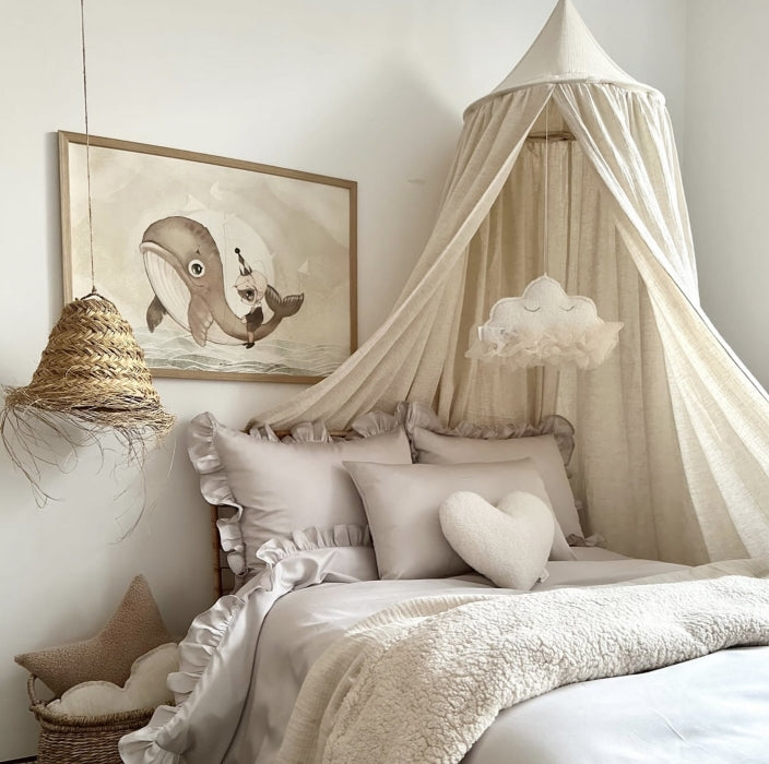 Cotton &amp; Sweets Betthimmel Musselin Leinen natural 50 cm - harmony ambiente Wien