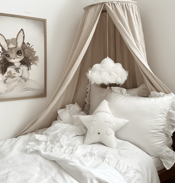 Cotton &amp; Sweets Betthimmel Musselin beige 50 cm - harmony ambiente Wien